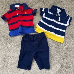 Ralph Lauren Baby Outfits - 2 polos and a pair of pants